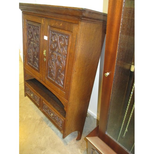 645 - Arts and Crafts Medium Oak Keswick School Wall Cabinet in The Style of Arthur Simpson with Richard R... 