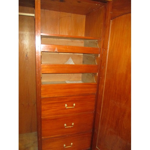 707 - Victorian Mahogany Centre Mirror 3 Door Wardrobe, 178cm