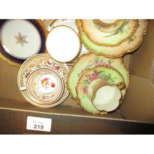 219 - Box of Cabinet Cups and Saucers etc