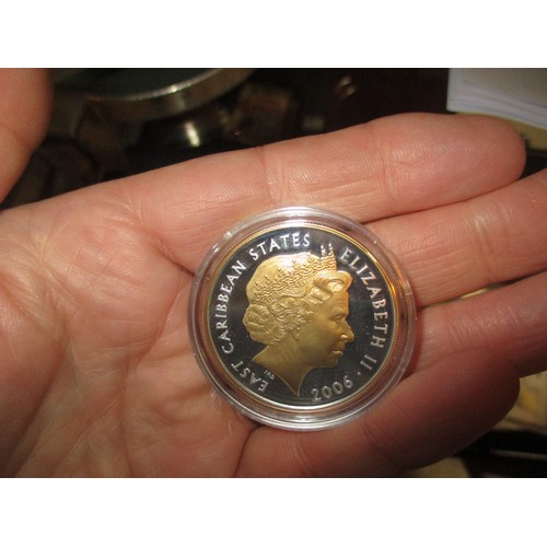 493 - 2010 East Caribbean States $10 Proof Silver and Gold Plated Coin Queen Elizabeth 80th Birthday