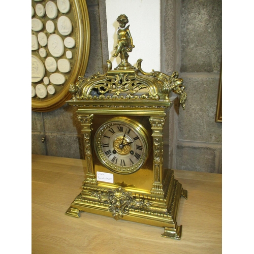 104 - Victorian Brass Case Mantel Clock