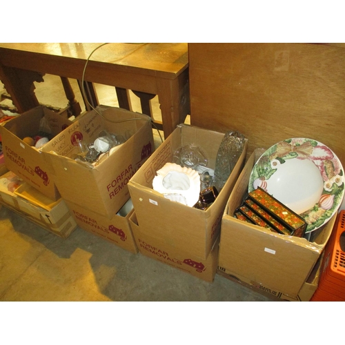 109 - Eight Boxes of Ceramics, Glass, Pictures etc