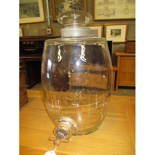 114 - Victorian Glass Whisky Barrel, 36cm