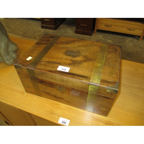 115 - Victorian Walnut and Brass Writing Box