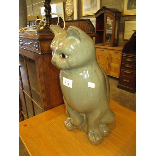 116 - Glazed Pottery Cat, 37cm