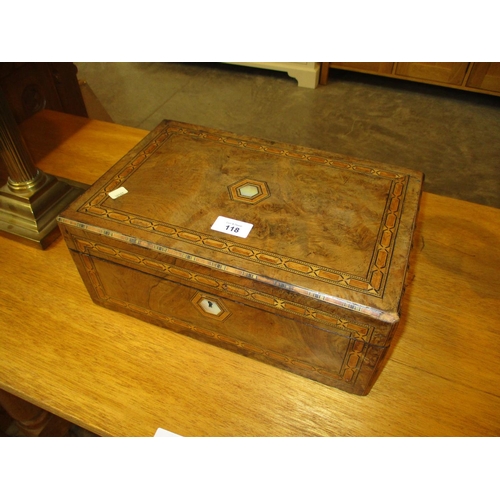 118 - Victorian Walnut and Inlaid Writing Box