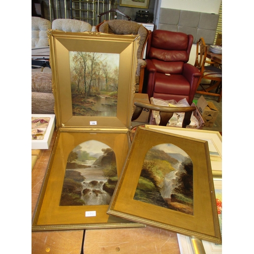 176 - Pair of Oil Paintings of Highland Scenes and Another of a Forest Scene, 40x23cm and 35x25cm