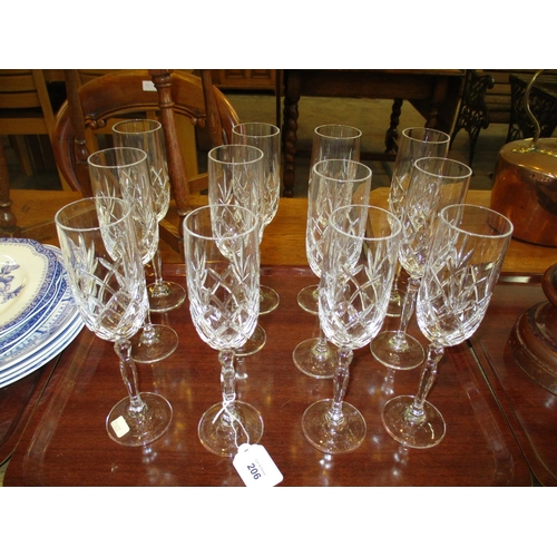 206 - Set of 12 Crystal Champagne Flutes