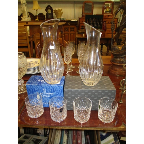 207 - Pairs of Waterford Crystal and Royal Doulton Crystal Whisky Tumblers and a Pair of Carafes