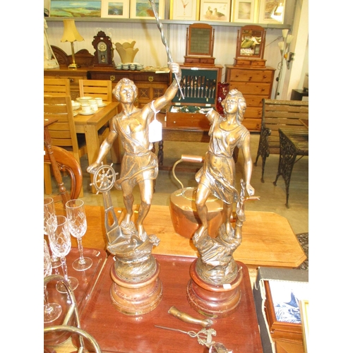 208 - Pair of Victorian Spelter Figures, 60cm