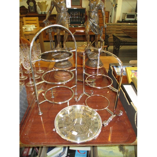 209 - Silver Plated Salver and 2 Cakestands