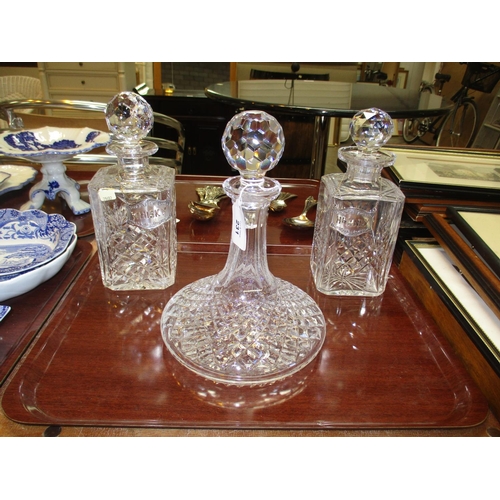 231 - Two Crystal Whisky Decanters and a Ships Decanter