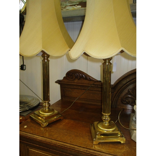 260 - Pair of Brass Table Lamps with Shades