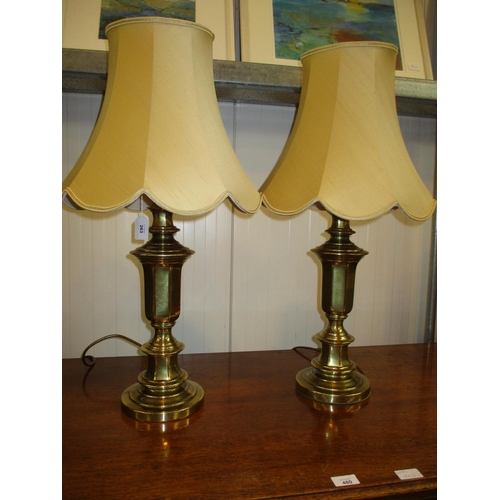 263 - Pair of Brass Table Lamps with Sahdes