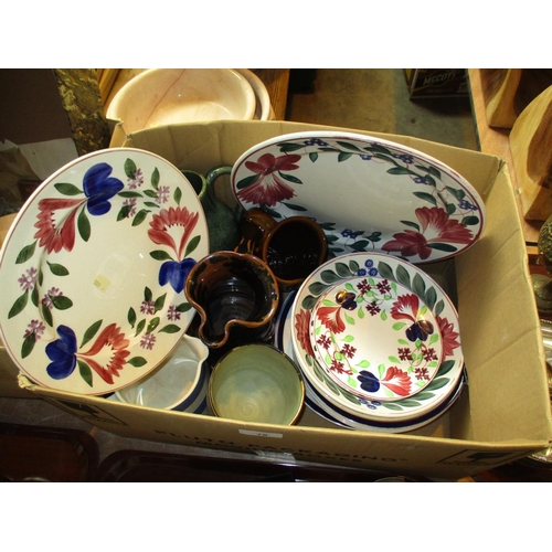 78 - Box with Hand Painted Pottery Dishes, Studio Pottery etc