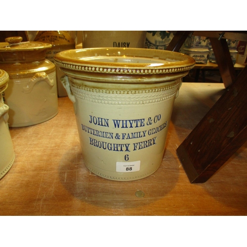 88 - Stoneware Pot for John Whyte & Co Buttermen & Family Grocers Broughty Ferry