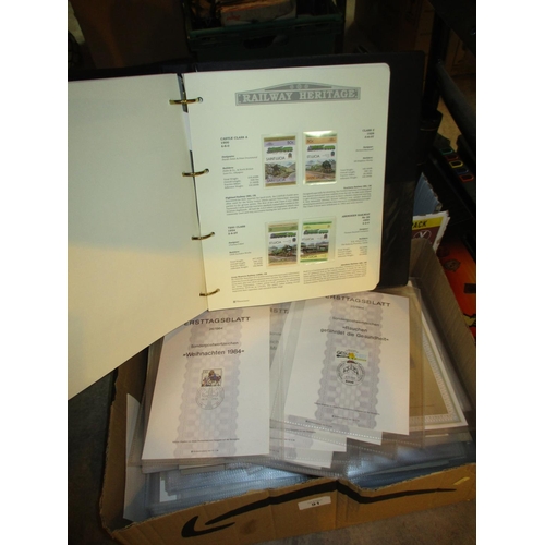 91 - Two Boxes with Albums of Stamps and Erstaggblatt Stamps