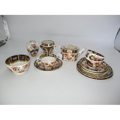 275 - Crown Derby 10 Piece Part Tea Set and a Small Vase, along with a Royal Crown Derby Pot, many faults