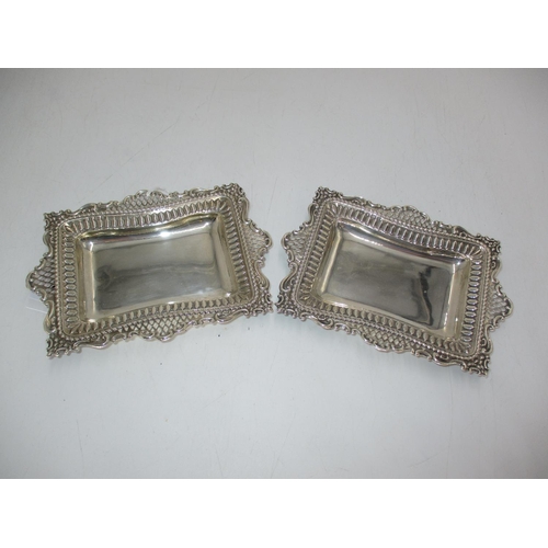 314 - Pair of Silver Embossed and Pierced Border Dishes, Birmingham 1900, 131.89g