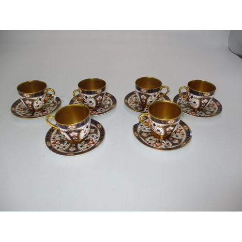 315 - Set of 6 Royal Worcester Porcelain Imari Pattern Coffee Cups and Saucers, 3 saucers damaged