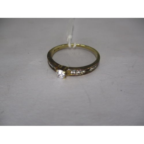 336 - 9ct Gold Ring Set with Small Diamonds, one stone missing