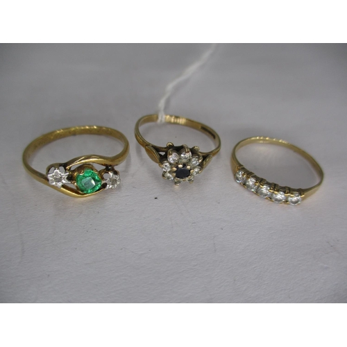 349 - 9ct Gold Cluster Ring and 2 Unmarked Rings, 4.35g total