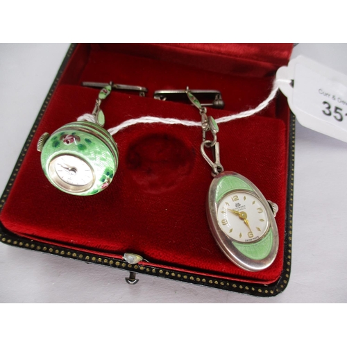 351 - Two Bucherer Silver and Enamel Pendant Watches