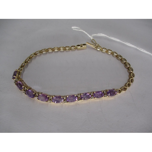 361 - 9ct Gold Amethyst and Diamond Bracelet, 7.25g