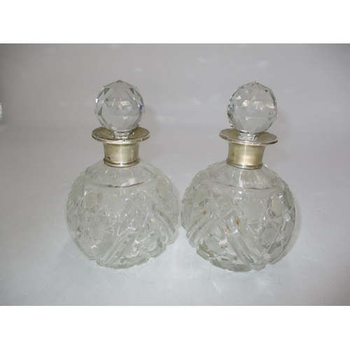 367 - Two Silver Mounted Cut Glass Scent Bottles