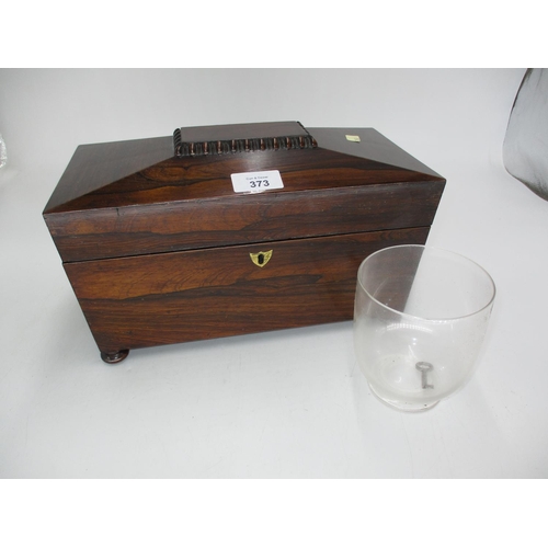 373 - Early 19th Century Rosewood Tea Caddy with Glass Mixing Bowl