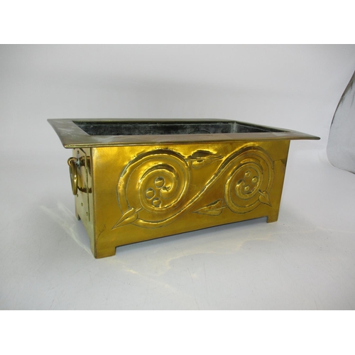 375 - Arts & Crafts Brass Planter, 31x17cmx12cm high