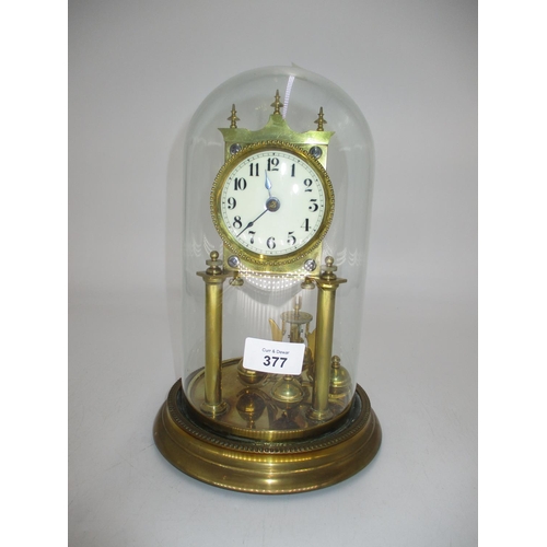 377 - Brass and Glass Dome Anniversary Clock