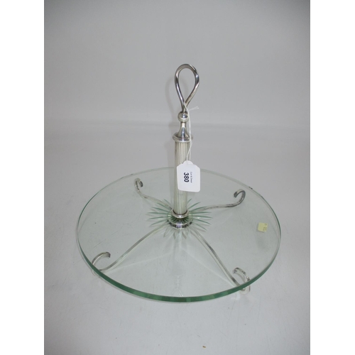 380 - Silver Plate and Cut Glass Cake Stand