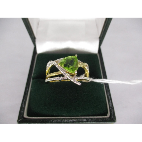 413 - Peridot and White Topaz Ring