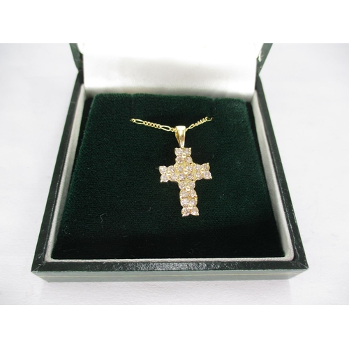 414 - 18ct Gold Diamond Cross Pendant and 9ct Gold Chain