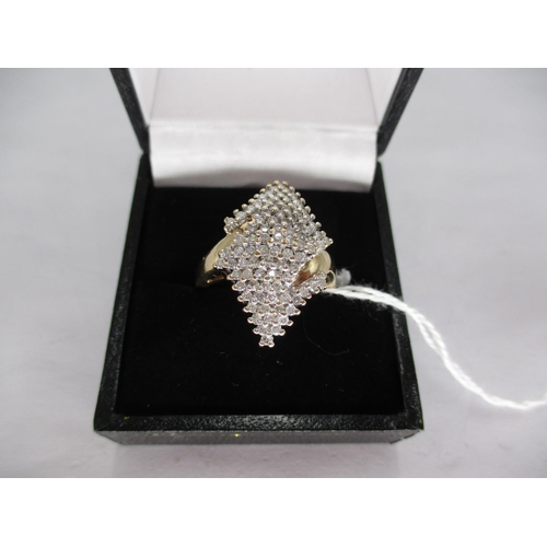 416 - 9ct Gold Diamond Large Cluster Ring