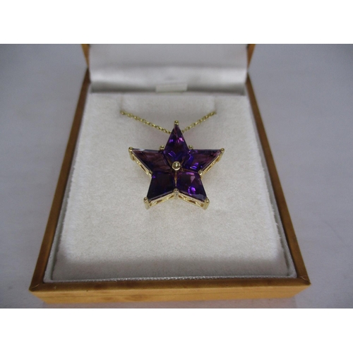 427 - Amethyst Star Art Deco Style Pendant and Chain