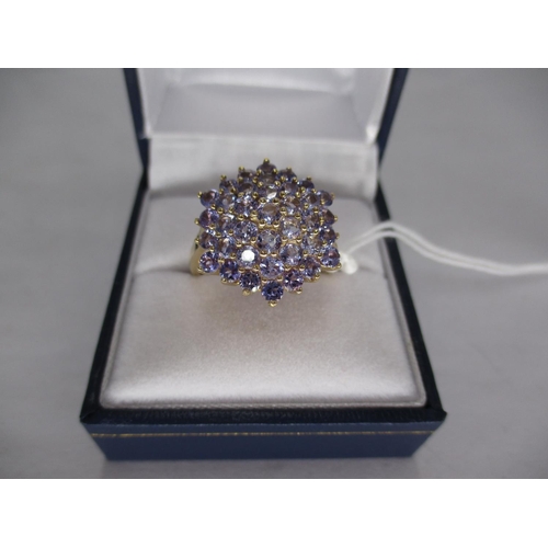 429 - 9ct Gold Tanzanite Large Cluster Ring