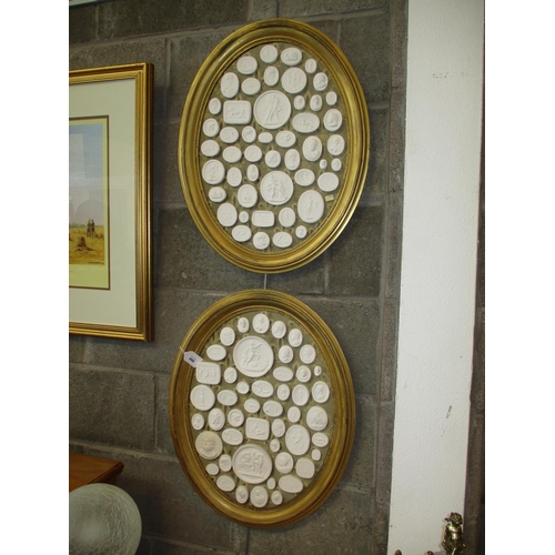 460 - Pair of Gilt Framed Collections of Grand Tour Type Plaster Intaglios