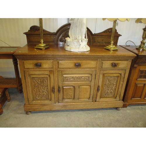 479 - Late Victorian Carved Oak Sideboard, 160cm