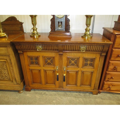 480 - Late Victorian Carved Oak Sideboard, 136cm