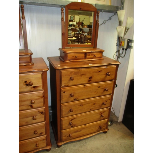 482 - Pine Chest of 4 Drawers and Dressing Mirror