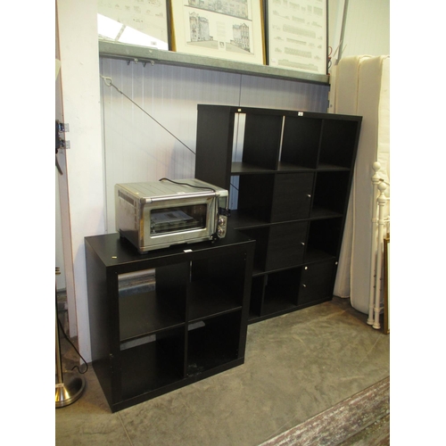 485 - Two Black Ash Effect Cube Shelf Units, 79x79cm and 102x142cm