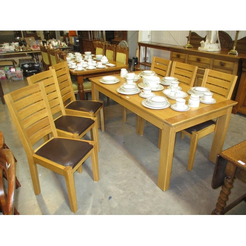 Modern Oak Extending Dining Table with 6 Chairs