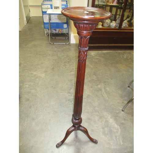 509 - Mahogany Reeded Pillar Torchere on a Tripod Base