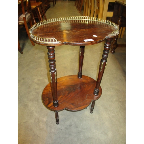 513 - Mahogany and Brass Mounted 2 Tier Occasional Table