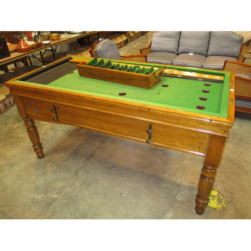 530 - Oak and Slate Bed Billiard Table, 184x94cm, with Accessories