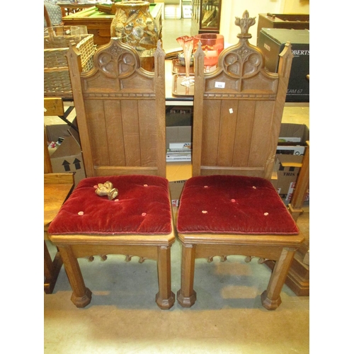 539 - Pair of Ecclesiastical Oak Altar Chairs