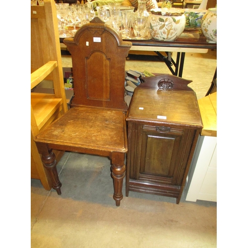 545 - Victorian Oak Hall Chair and a Coal Purdonium