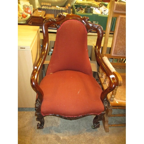 550 - Victorian Rosewood Parlour Chair on Cabriole Legs